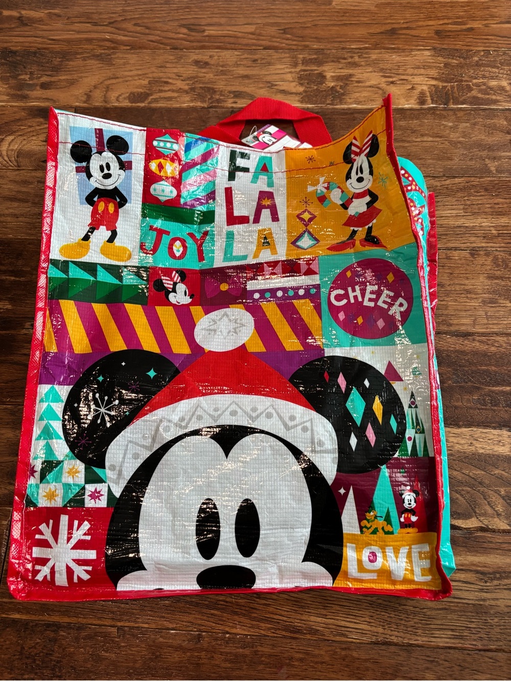 Disney Mickey Mouse Christmas Holiday Reusable Shopping Bag Tote